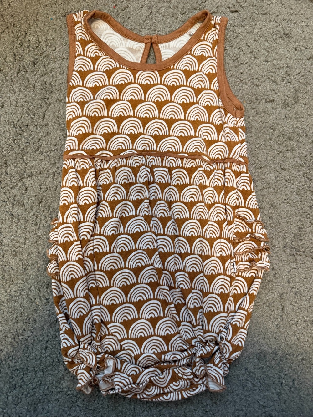 Little Sleepies Brown and White Rainbow Print Sleeveless One-Piece Bodysuit